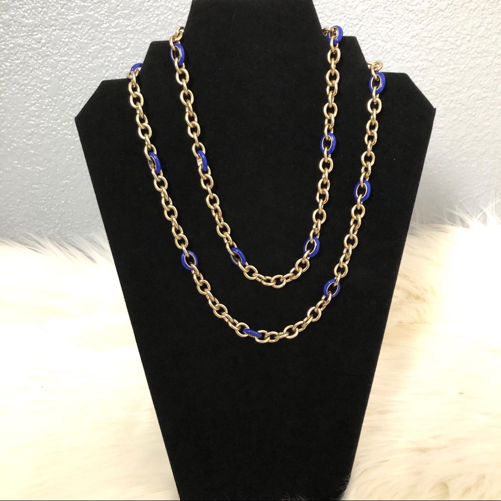 J. Crew Gold and Blue Long Necklace